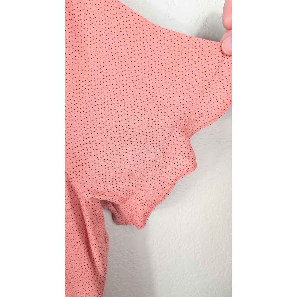 Liz Claiborne Womens Plus Size XXL Coral Polka Dot Ruffle Neck Tie Neck Blouse - Picture 4 of 8